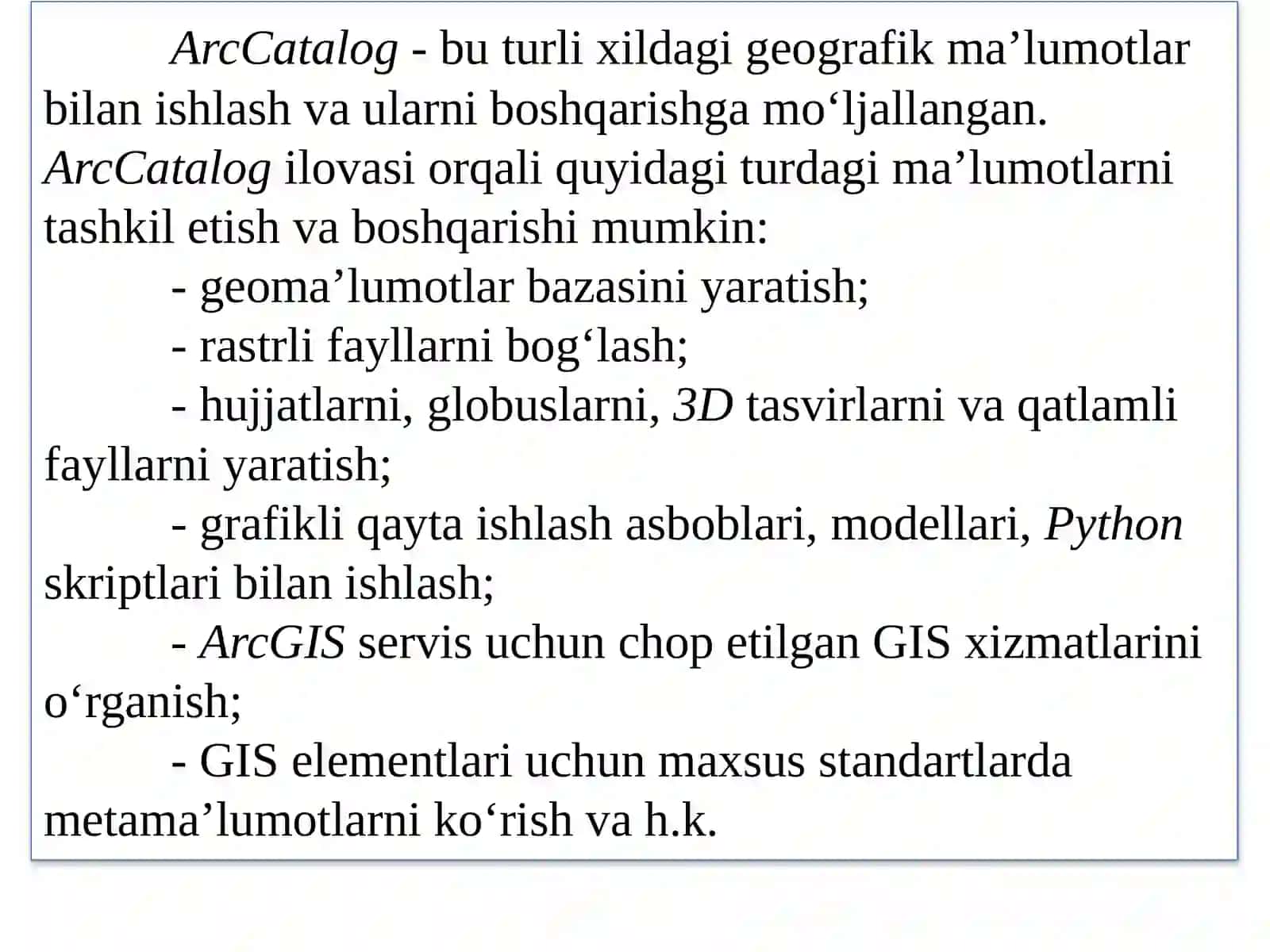 ArcGIS dasturida ma‘lumotlar bazasini yaratish 3