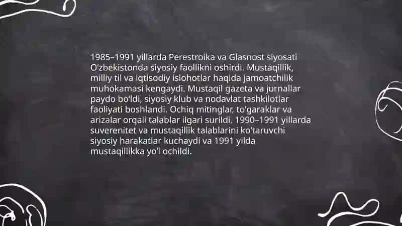 Oʻzbekiston Mustaqillikka erishish arafasida 3