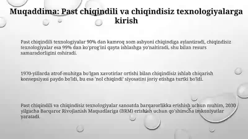 Past chiqindili va chiqindisiz texnologiyalar 3
