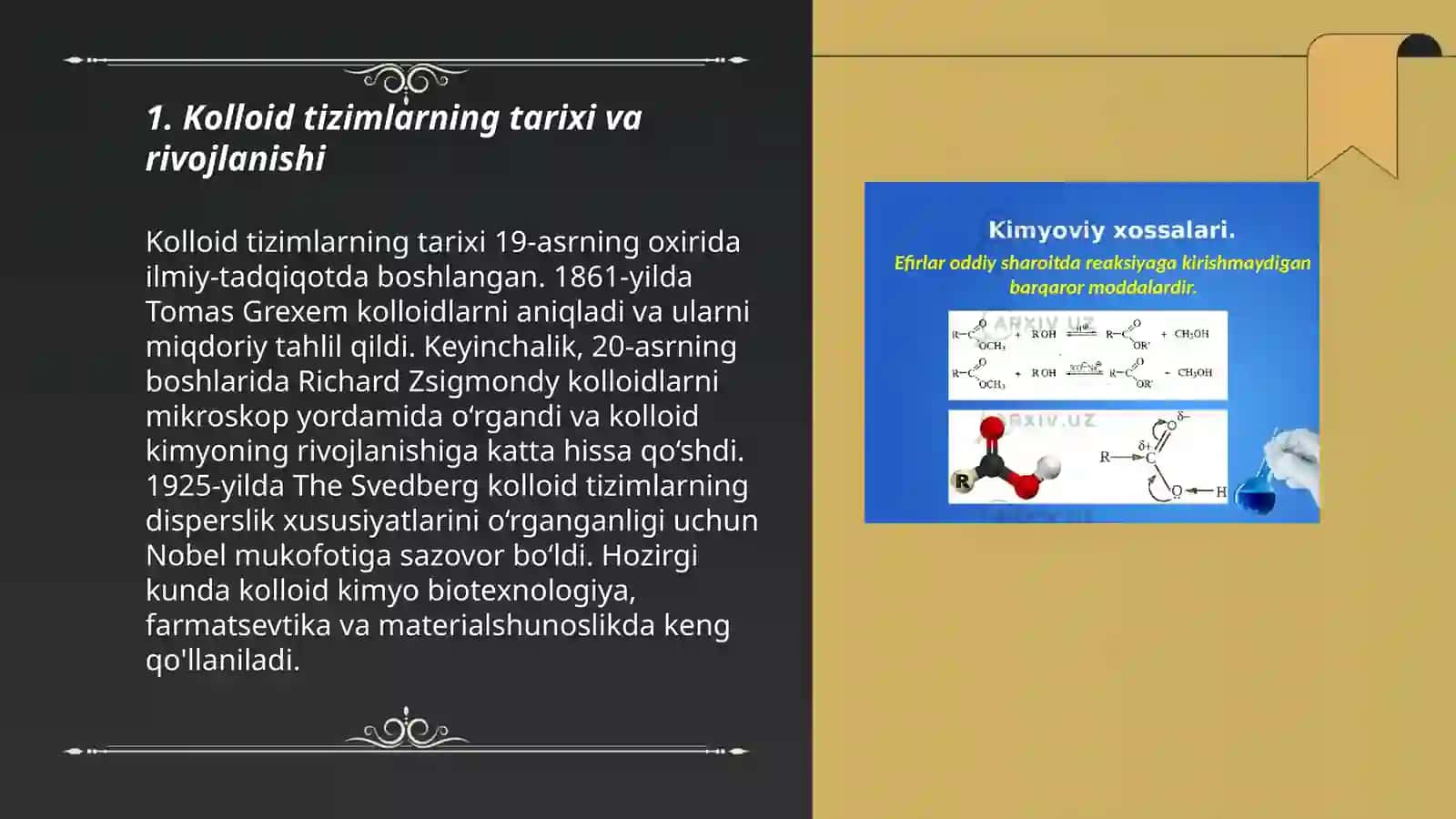 Kolloid sistemalarni tayyorlash usullari va ularning molekulyar kinetik xossalari 3