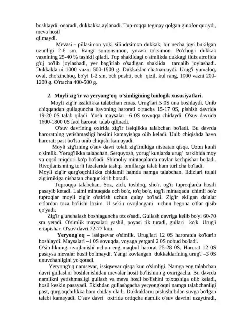 Moyli zig’ir va yeryong’oqning biologiyasi va yetishtirish texnologiyasi 3