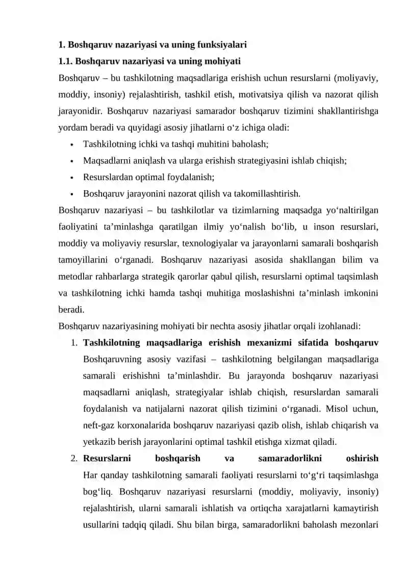 O‘zbek Neft-Gaz va Artel Misolida Boshqaruv Funksiyalarini Baholash va Muammoni Keng Tahlil Qilish 3