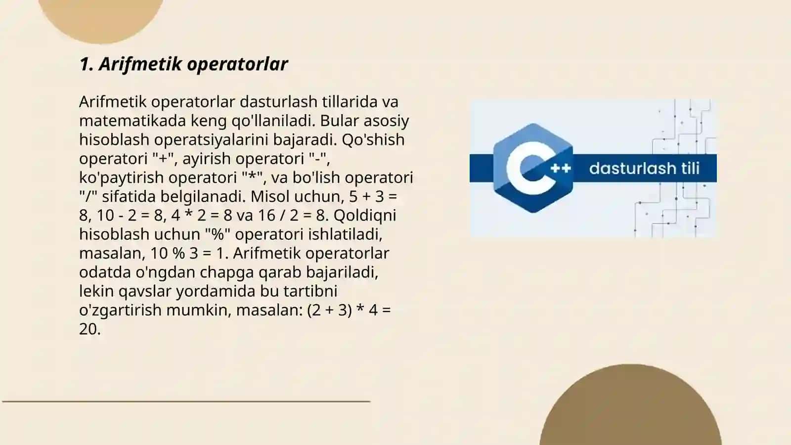Arifmetik operatorlar 3