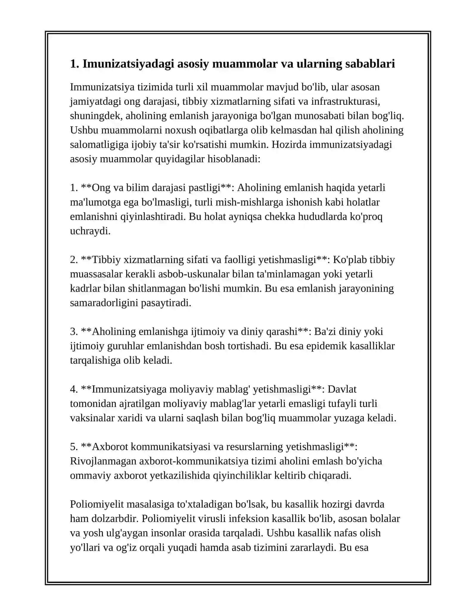 IMUNIZATSIYADAGI MUAMMOLAR SHAXSLAR ARO MULOQOT.AHOLINI EMLASH BILAN QAMRAB OLISH TENDENSIYA VA MILLIY EMLASH TAQVIMI.POLIMIYELIT HAQIDA TUSHUNCHA 3