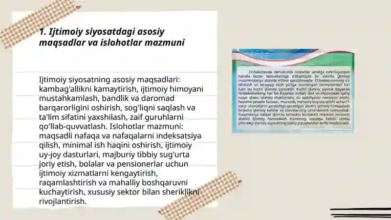 Ijtimoiy siyosatdagi asosiy maqsadlar va islohotlar mazmuni 3