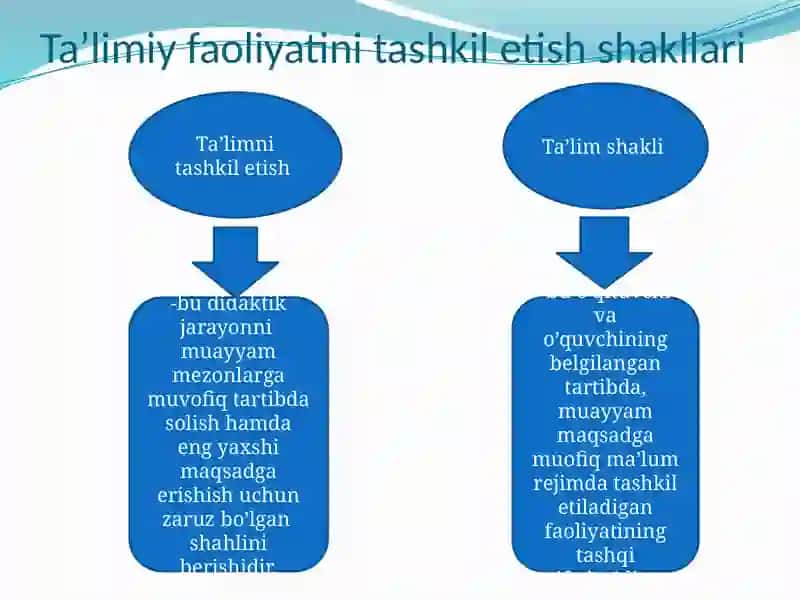 Ta'limni tashkilotlash usullari va shakllari 3