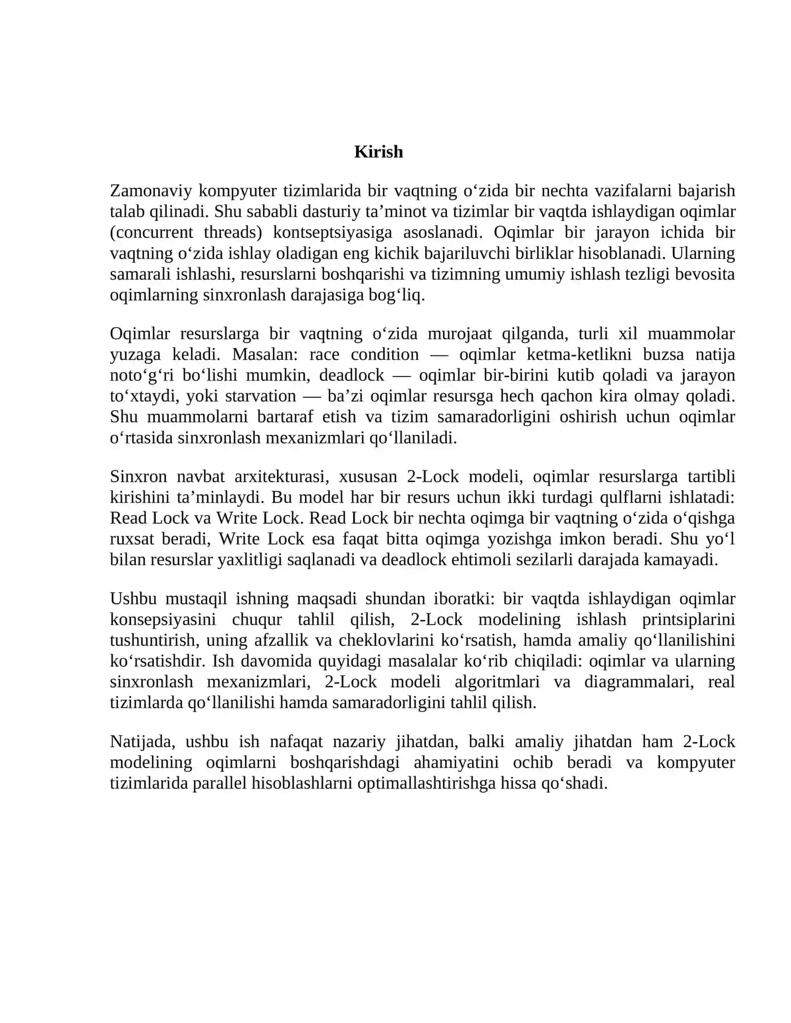 Bir vaqtda ishlaydigan oqimlar uchun sinxron navbat arxitekturasi (2-Lock model) 3