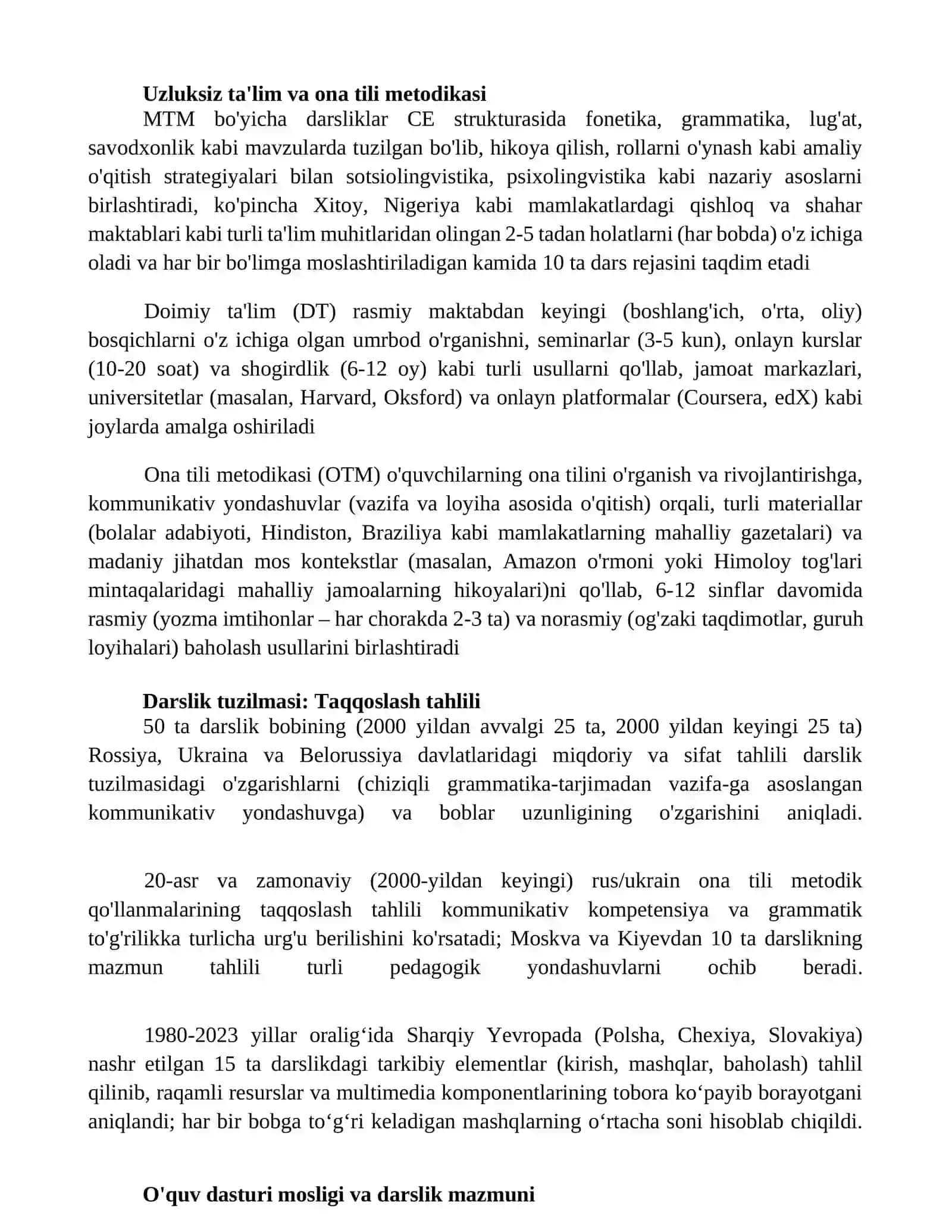Uzluksiz ta’limning ona tili o’qitish metodikasi fanidan darsliklarning tuzilishi va mazmuni 3