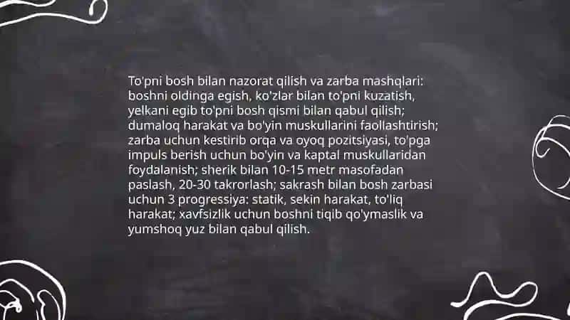 Futbol oyini qoidalari Toplar Boyicha maxsus mashiqlar 3