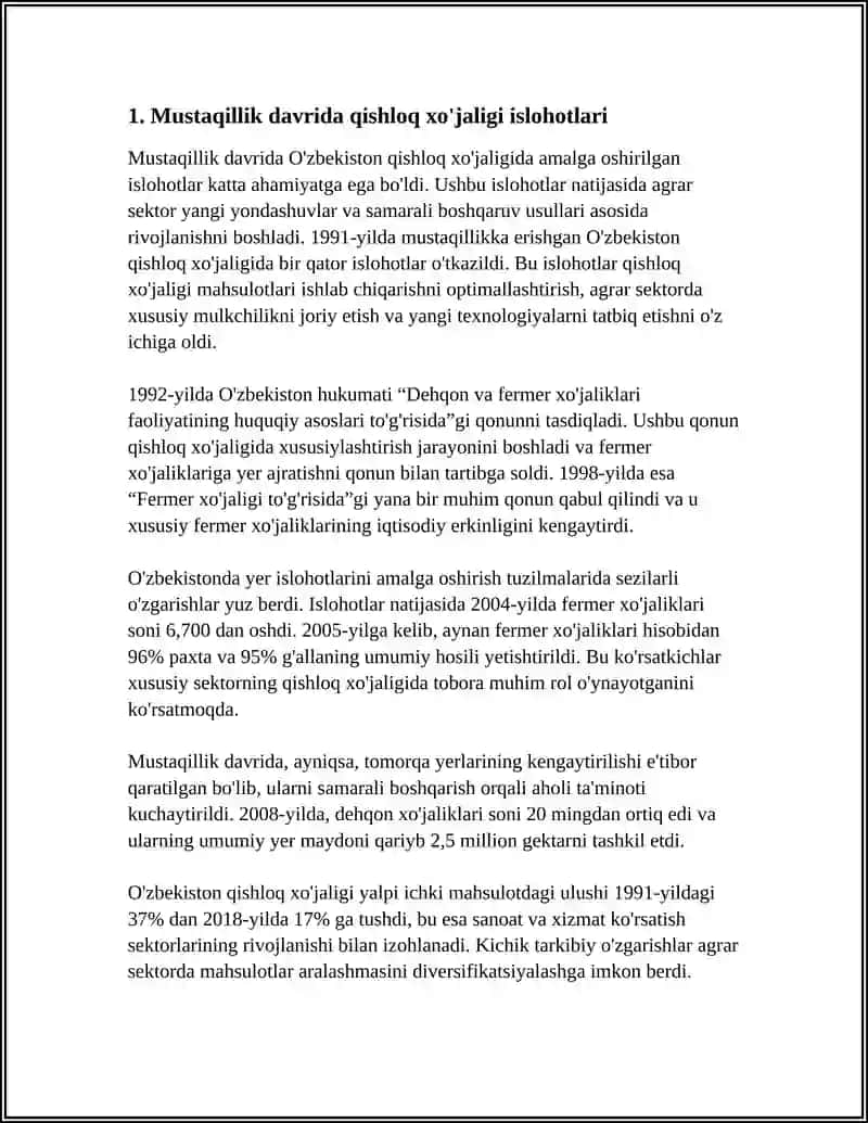 MUSTAQILLIK DAVRIDA QISHLOQ XO'JALIGI 3