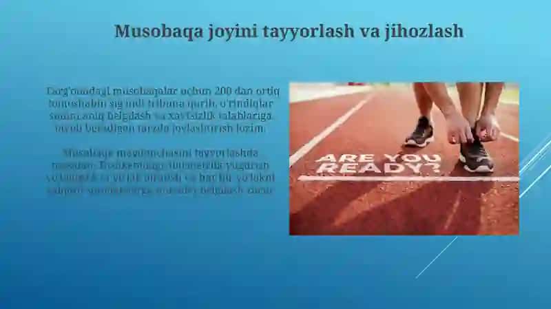 Yengil atletika sport turidan musobaqalar tashkil qilish va o‘tkazish 3