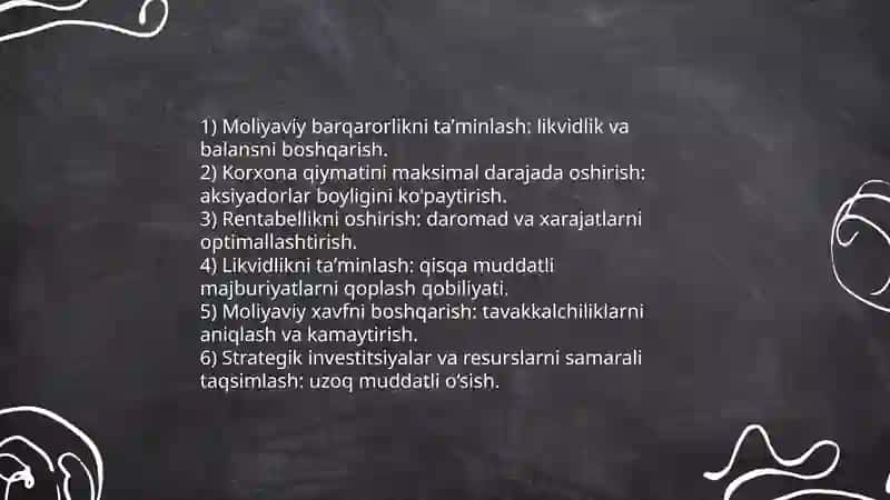 Moliyaviy menejmentning maqsadi va vazifalari 3