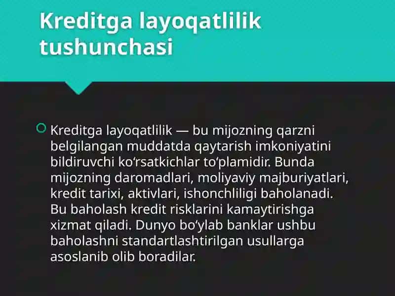 Mijozlar kreditga layoqatligini baholash xorij tajribasi 3