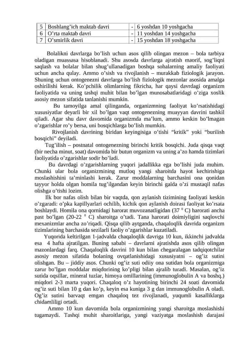 ODAM ORGANIZMI O’SISHI VA RIVOJLANISHINING UMUMIY QONUNIYATLARI VA BOSQICHLARI 3