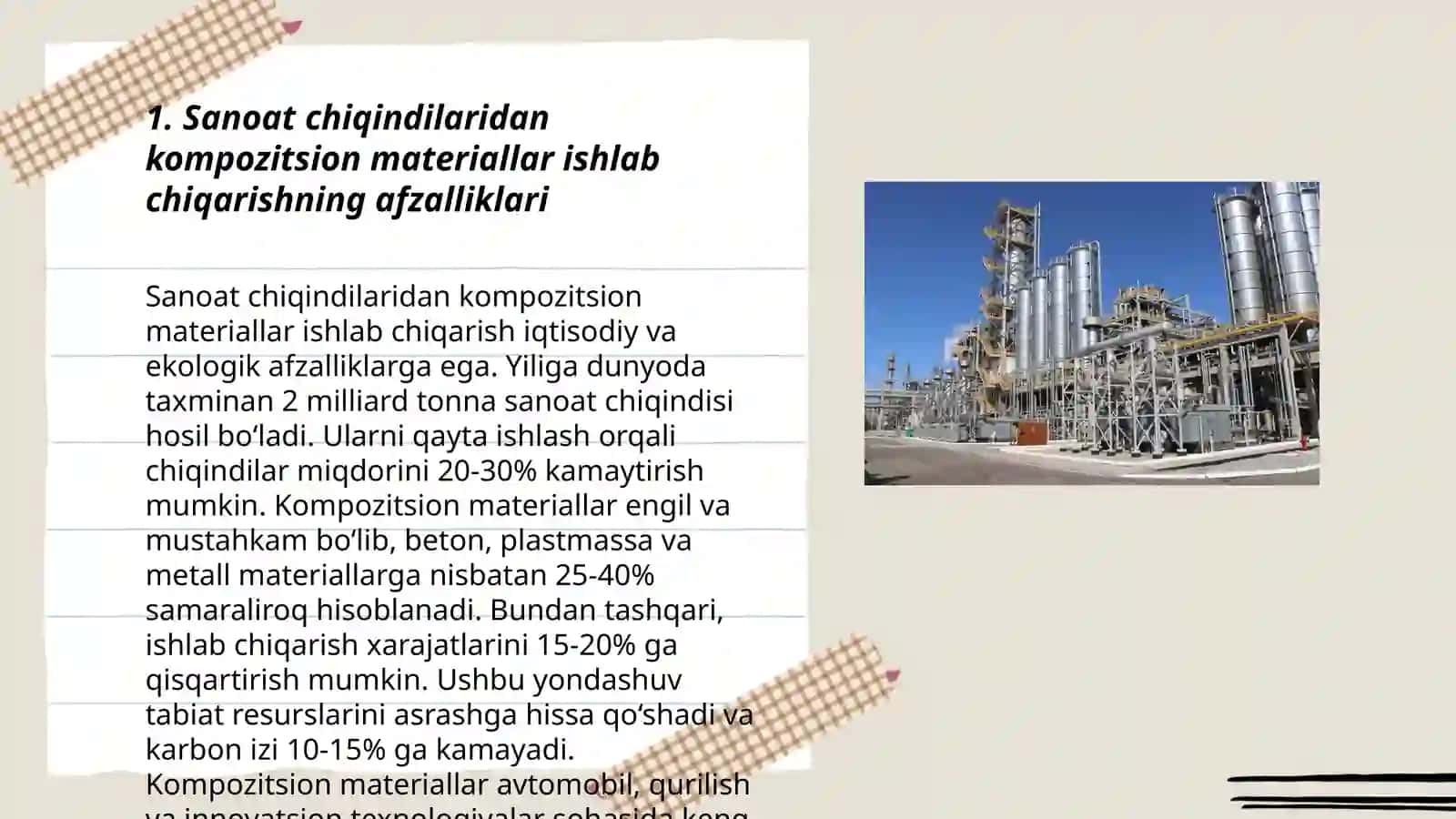 Sanoat chiqindilaridan kompozitsion materiallar ishlab chiqarish 3