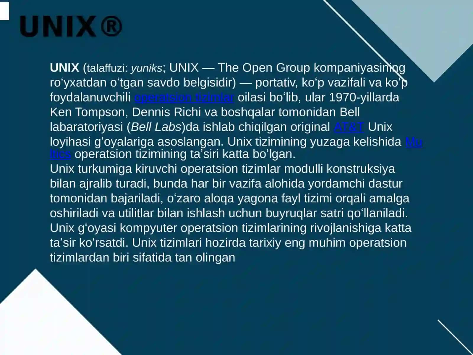 Unix operatsion tizimlari 3