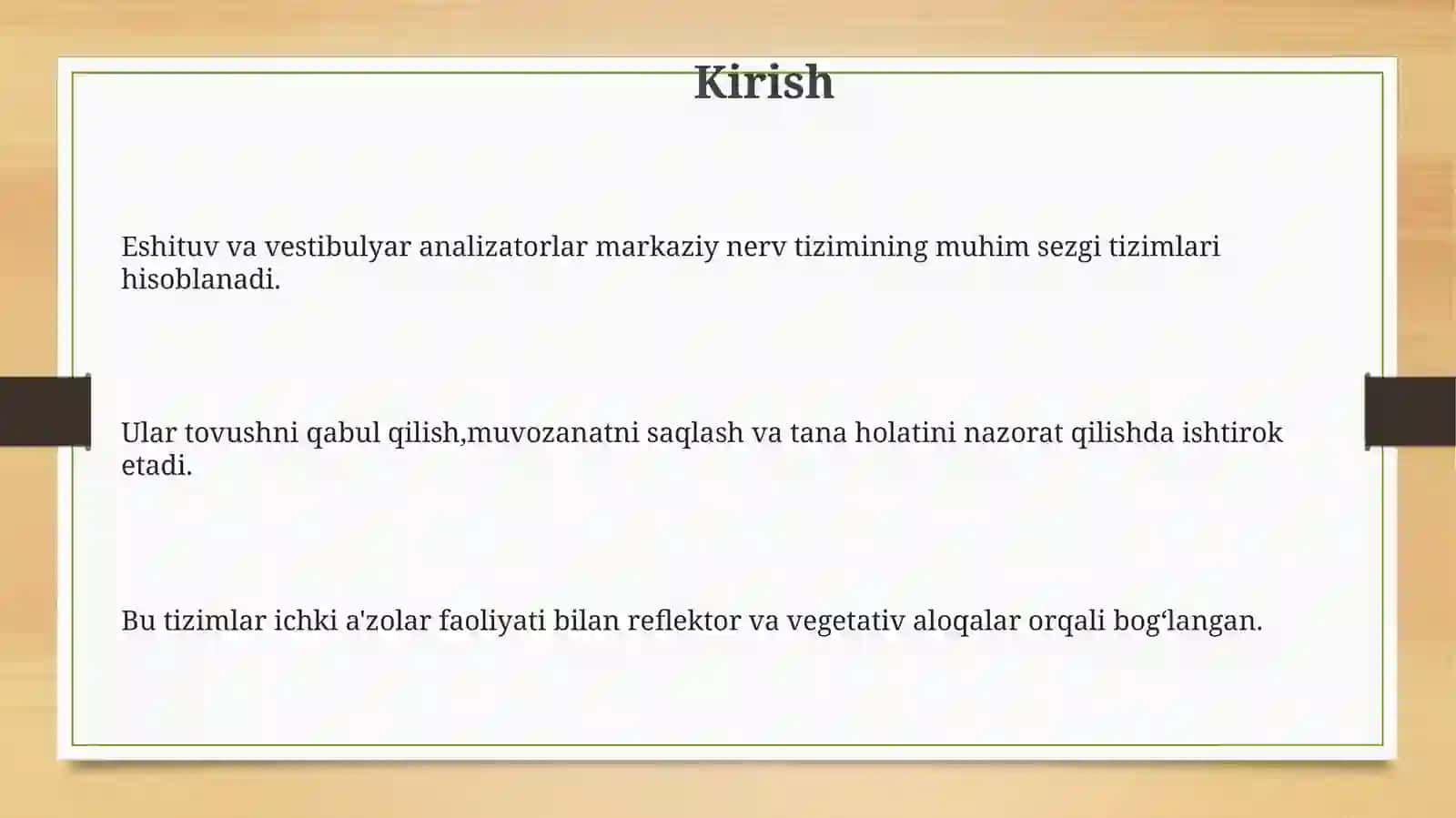 Eshituv va vestibulyar analizatorlar va ichki a'zo nozigi 3