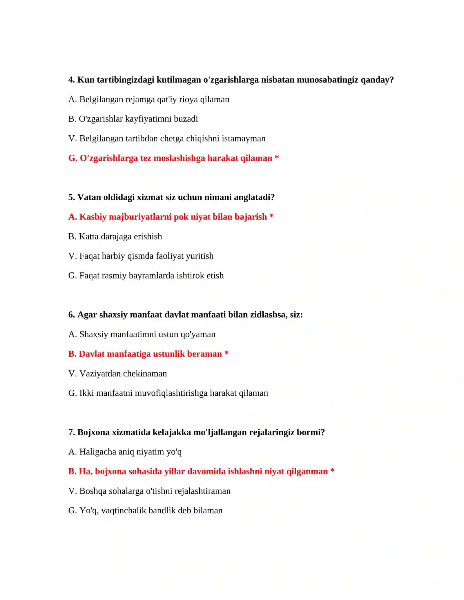 Bojxona ishga kirish test savollari va javoblari Word 3