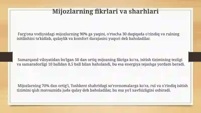 Avtomobilning òrindiqlari va rulini isitish tizimi 3