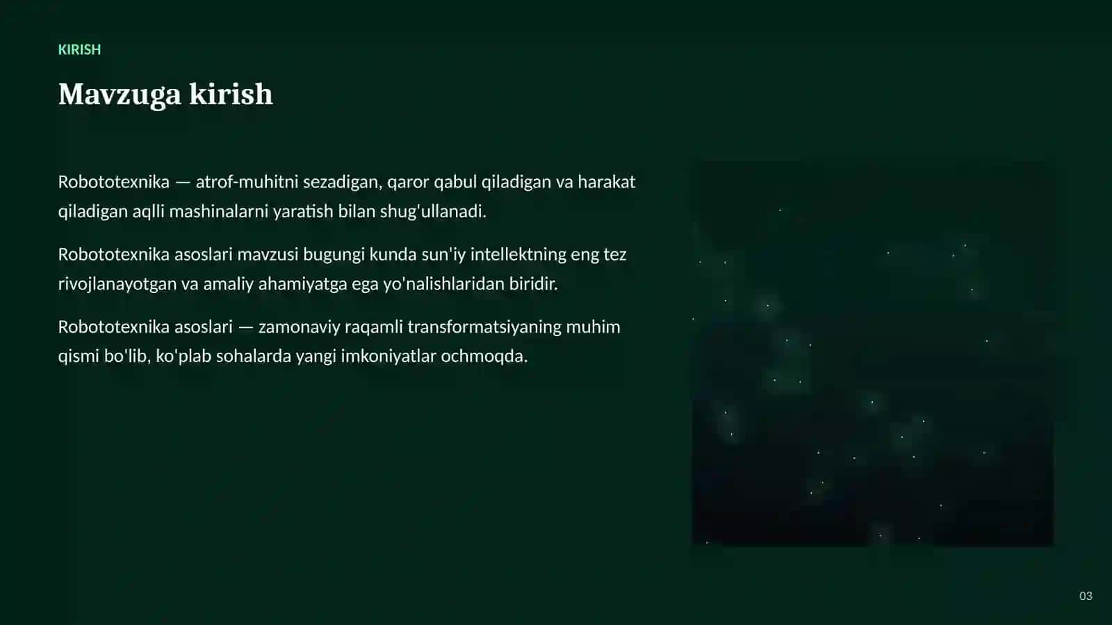 Robototexnika asoslari: asoslari va qo'llanilishi 3
