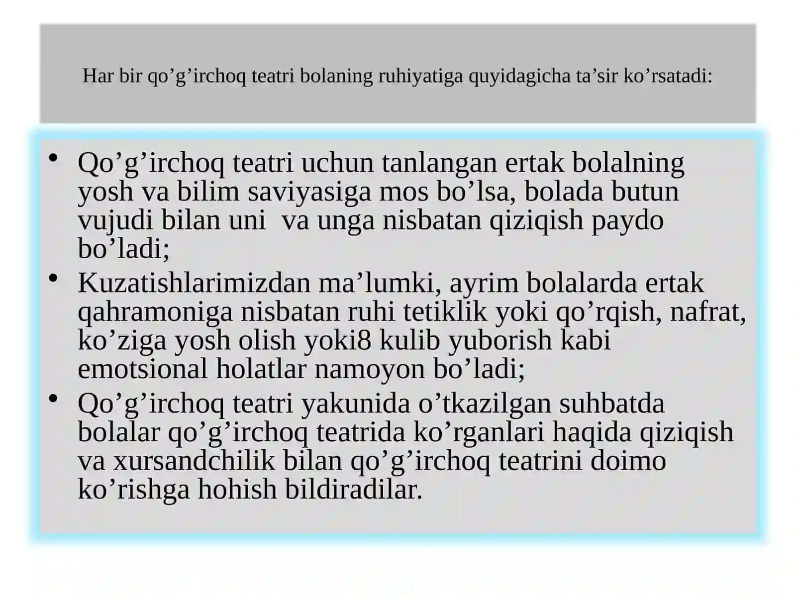 Qo’g’irchoq teatriga tayyorgarlik ko’rish va kerakli jihozlarni tayyorlashgao’rgatish 3