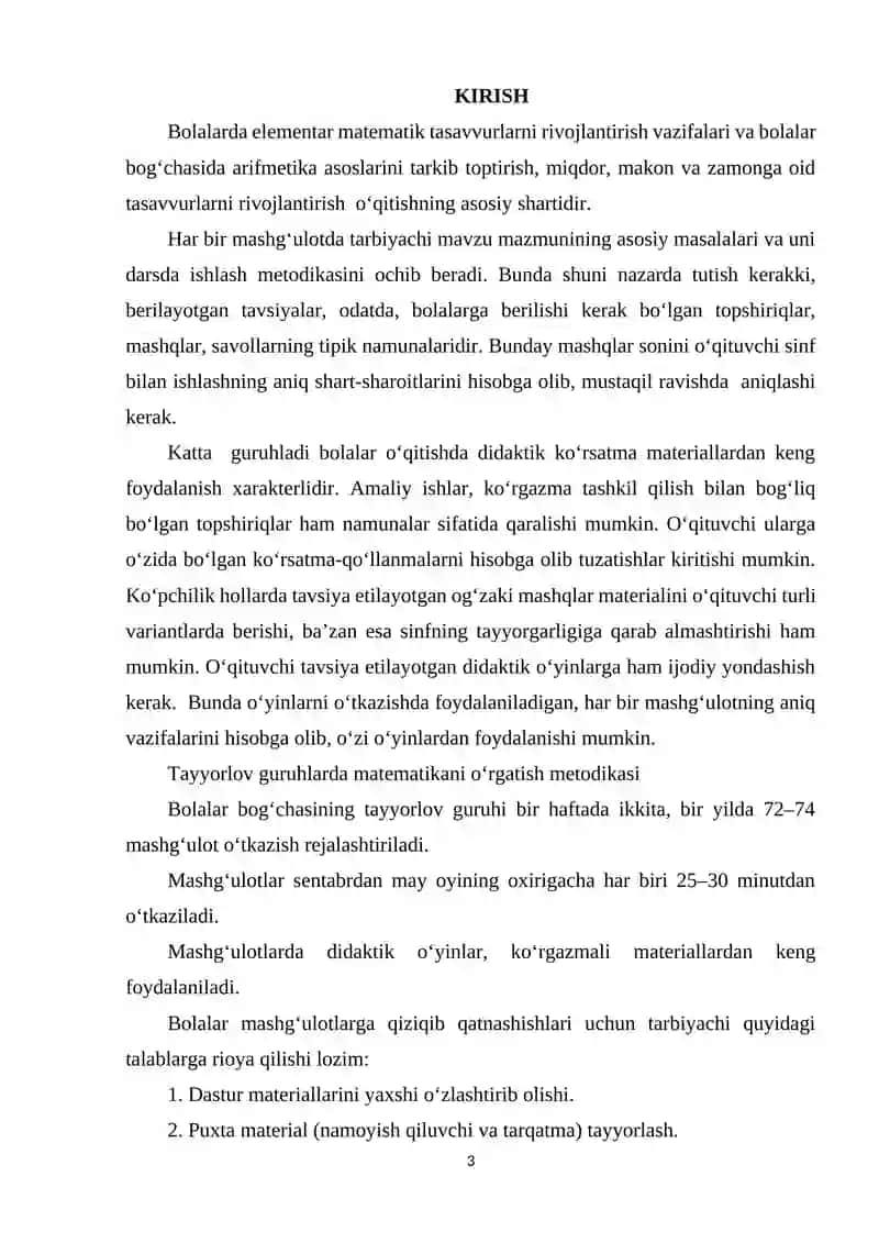 Maktabgacha va boshlang'ich ta'limda matematika fani o'rgatilishi 3
