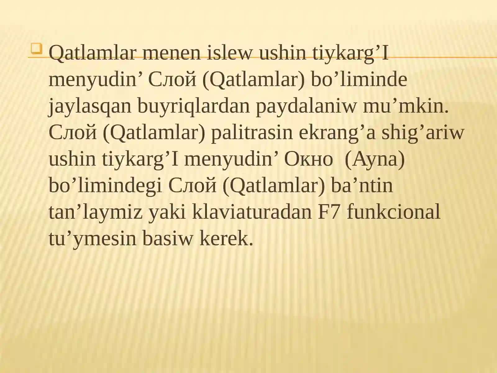 Photoshopta qatlamlar ha’molalaridan paydalaniw 3