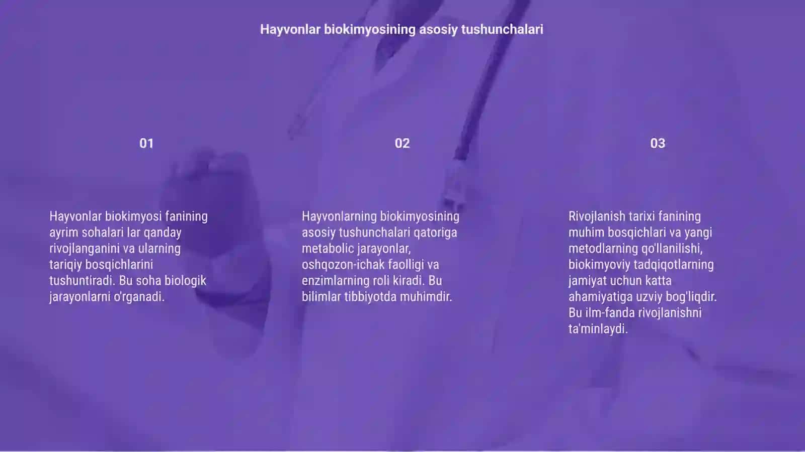 Hayvonlar biokimyosi fanining ayrim sohalari va rivojlanish tarixi 3