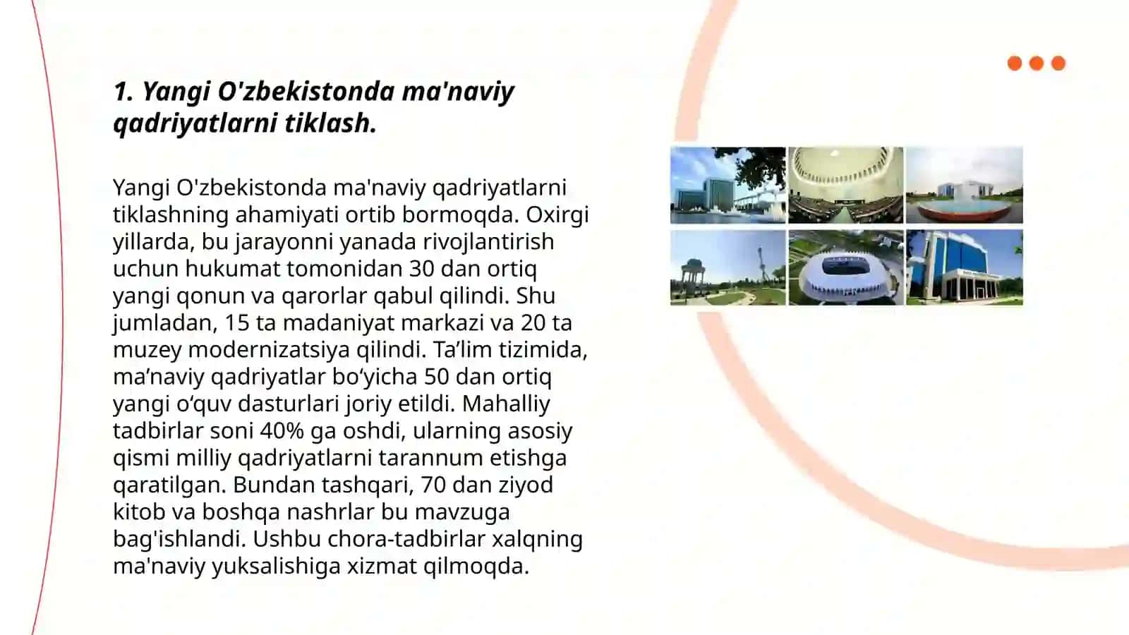 Yangi O'zbekistonda amalga oshirilayotgan ma'naviy oʻzgarishlar 3