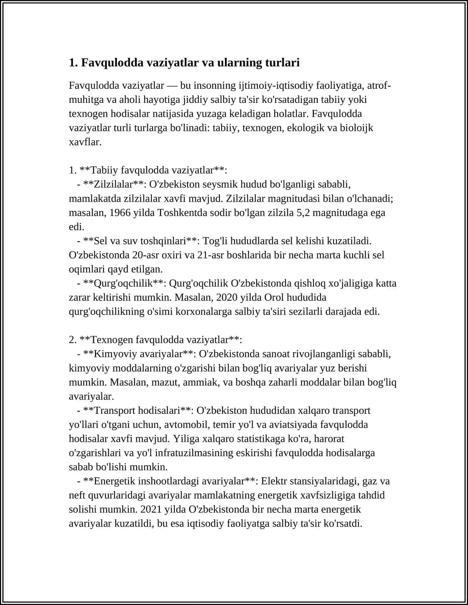 Favqulodda vaziyatlar va ularning turlari 3