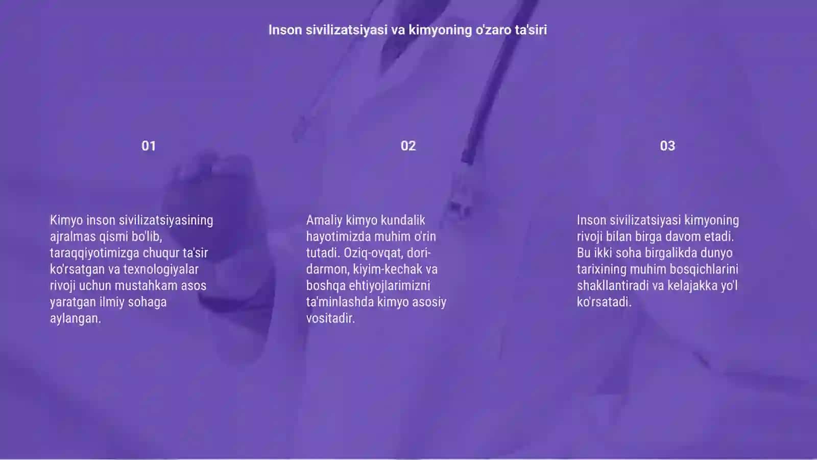 Inson sivilizatsiyasi va amaliy kimyo mavzusi 3