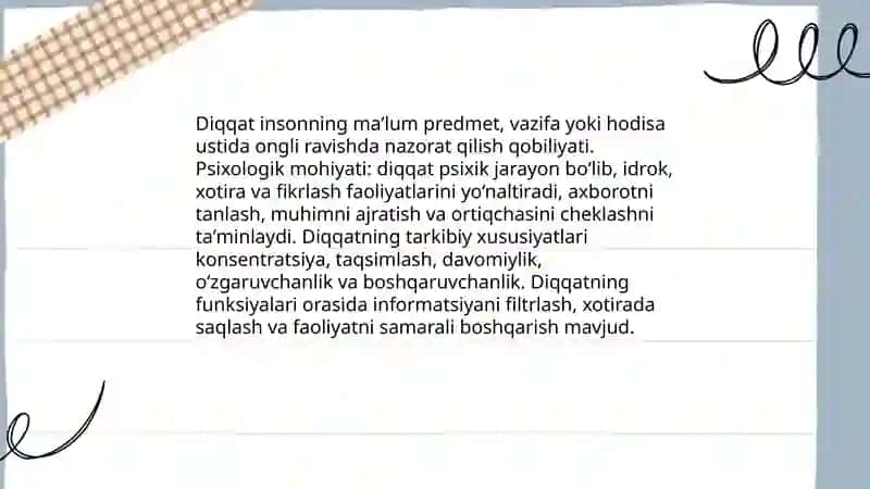 Diqqat haqida tushuncha va uning xususiyatlari 3