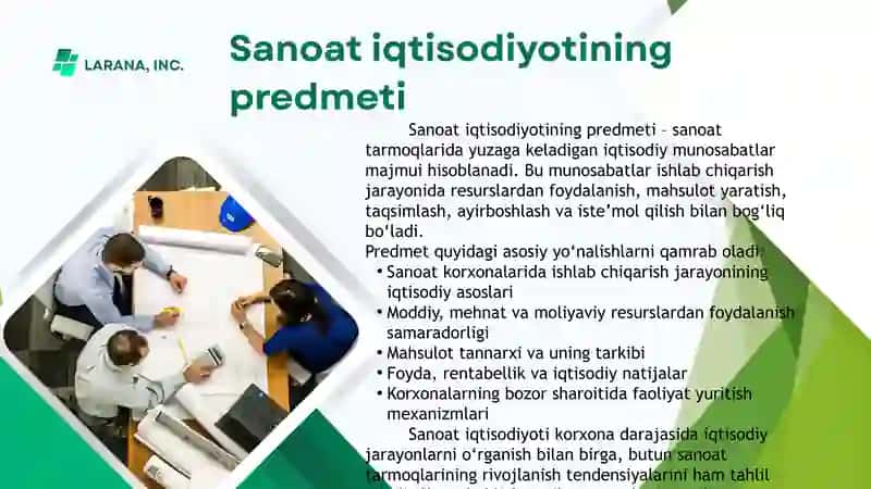 SANOAT IQTISODIYOTINING PREDMETI, VAZIFALARI VA MILLIY IQTISODIYOTDAGI O‘RNI 3