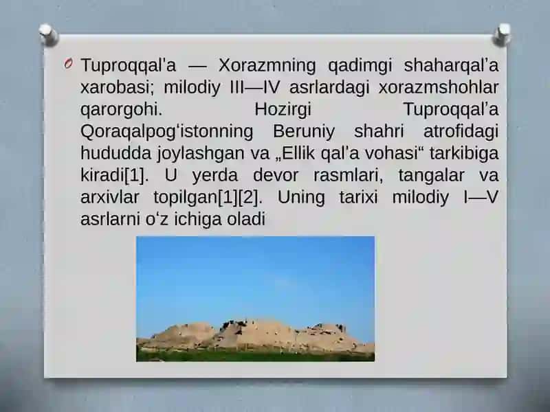 Tuproqqal’a yodgorligi 3