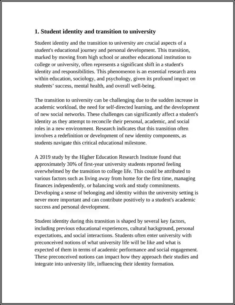 Student Identity and Transition to University 3