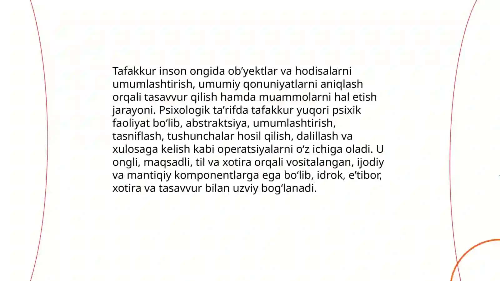 Tafakkur borasidagi psixologik nazariyalar.Tafakkur operatsiyalari 3