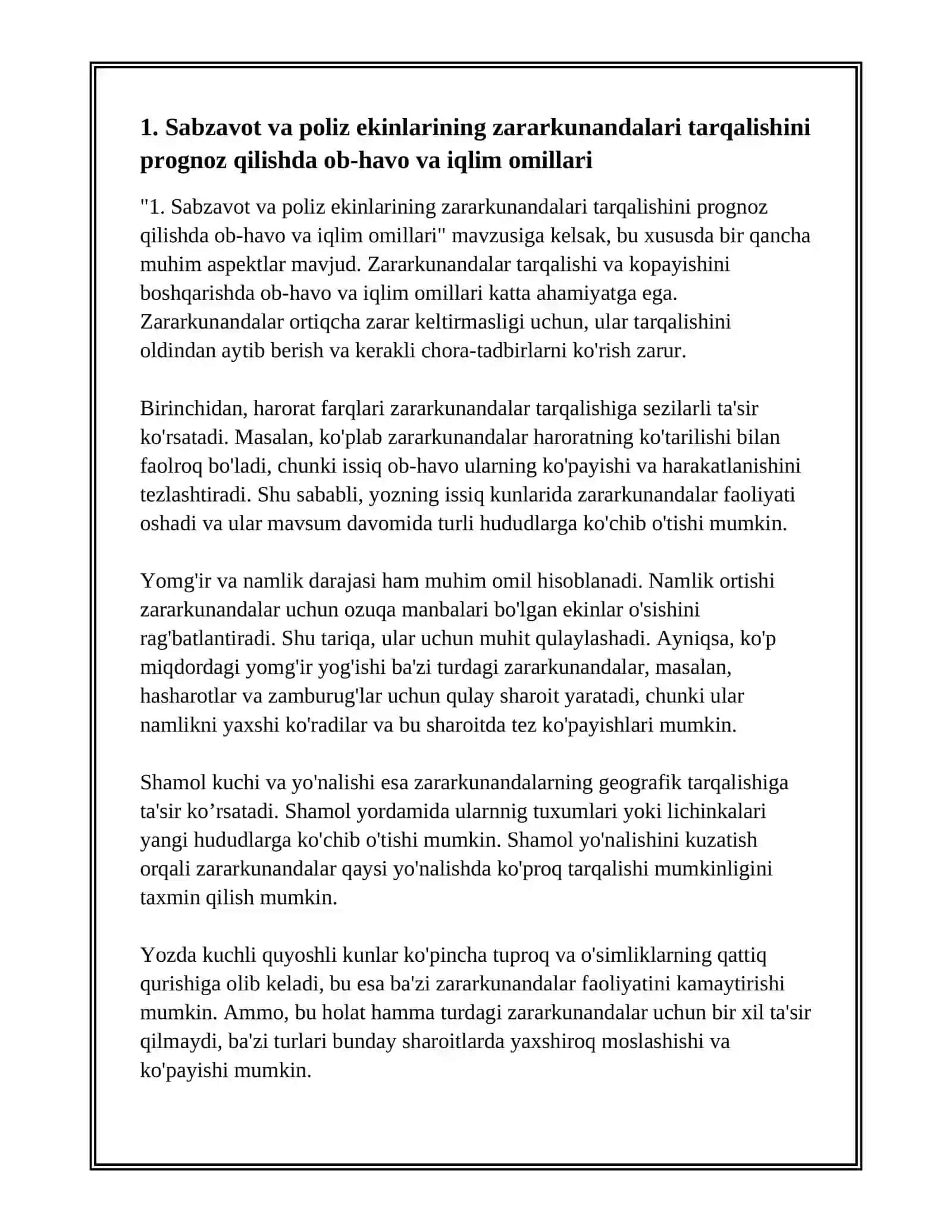 SABZAVOT VA POLIZ EKINLARINI ARARKUNANDALARINING TARQALISHI VA KÓPAYISHINI BASHORAT QILISH 3