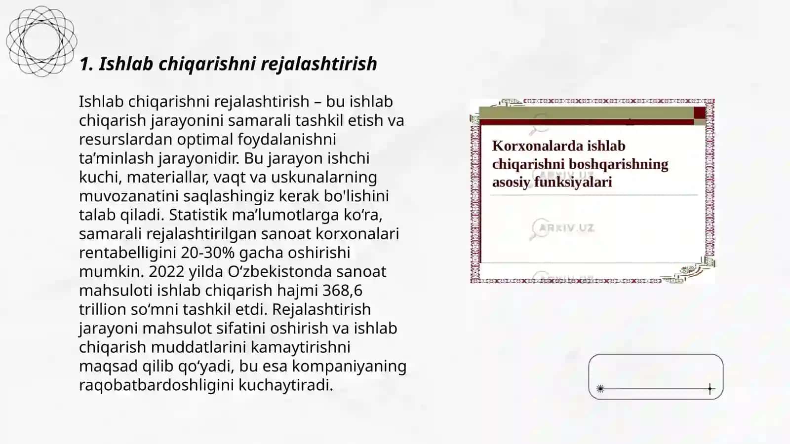 Korxonalarda ishlab chiqarishni tashkil etish va boshqarish 3