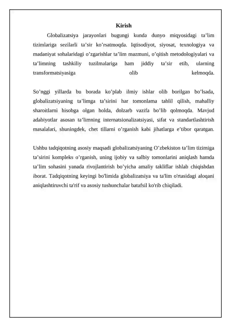 Globalizatsiya va ta'lim: Asosiy tushunchalar va ta'sirlar 3