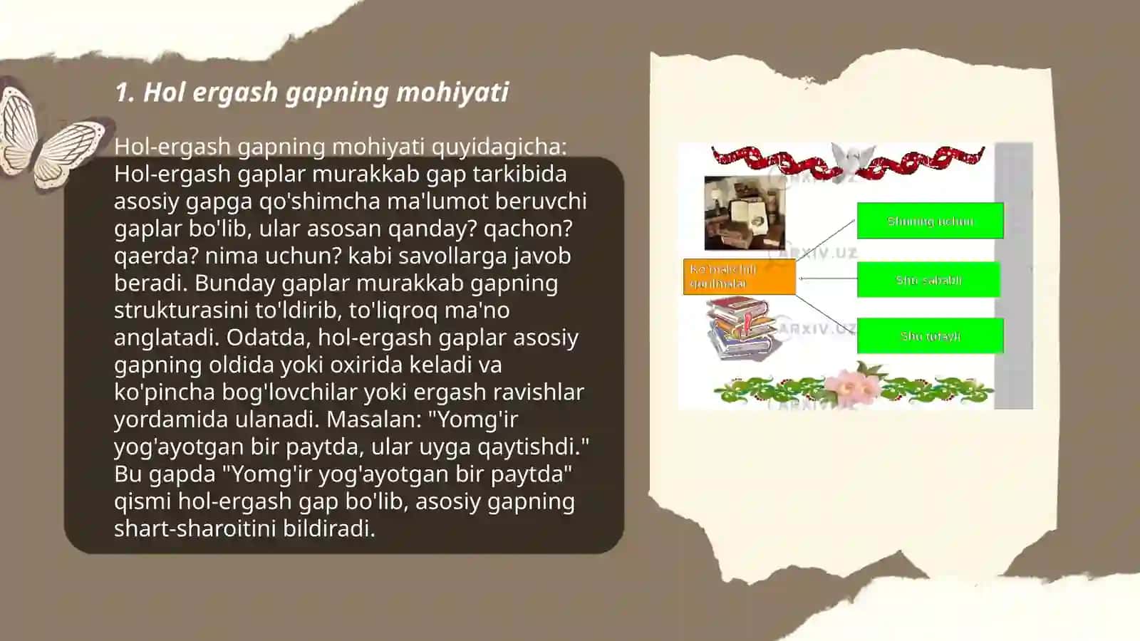 Hol ergash gapli qoʻshma gap; oʻrin,payt,ravish holli ergash gap 3