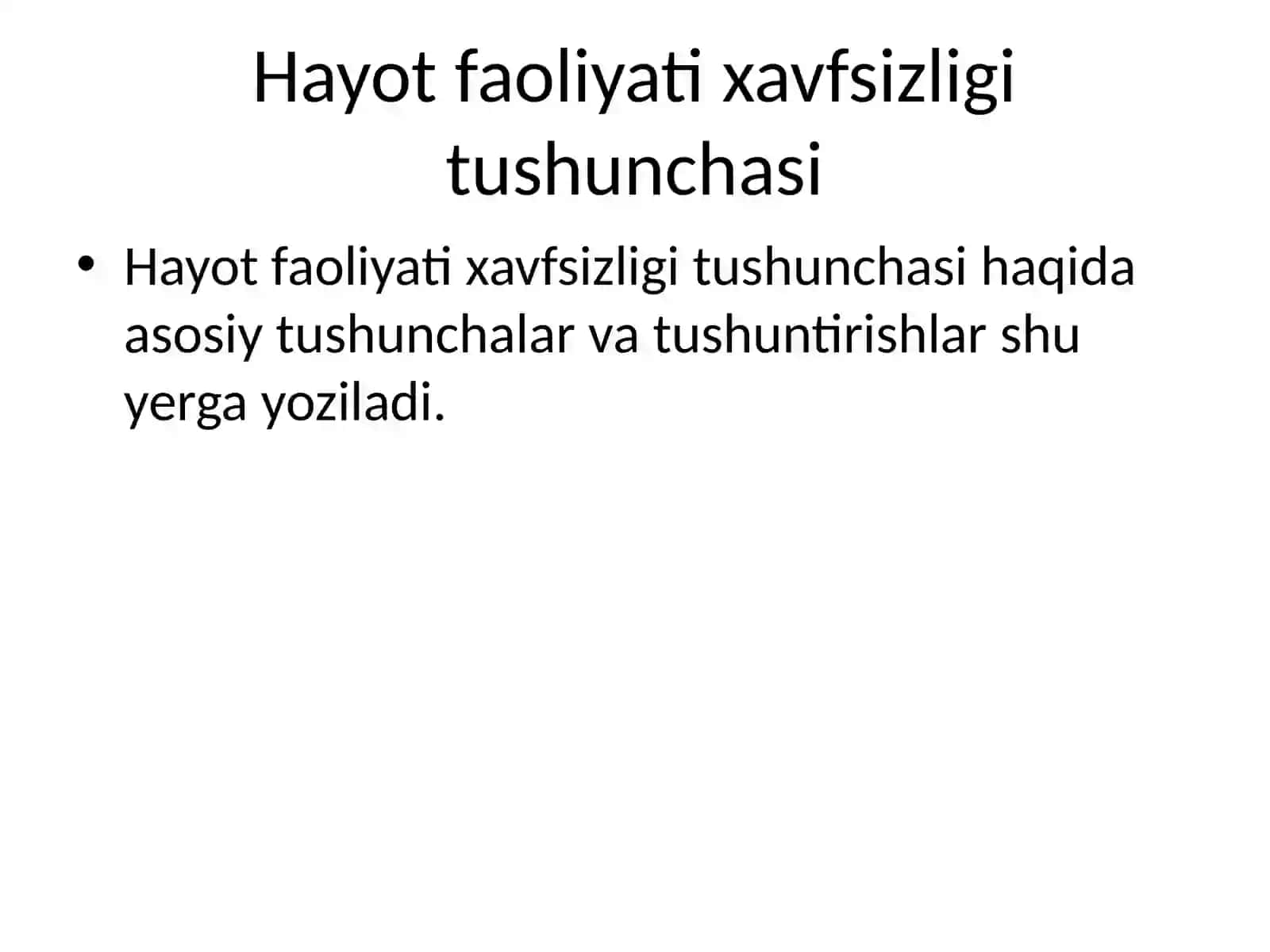 Hayot faoliyati xavfsizligi fanining asosiy tushunchalari va vazifalari 3