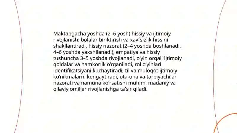 Maktabgacha yosh davrida va psixik rivojlanish va o’smirlik va o’spirinlik psixologiyasi 3