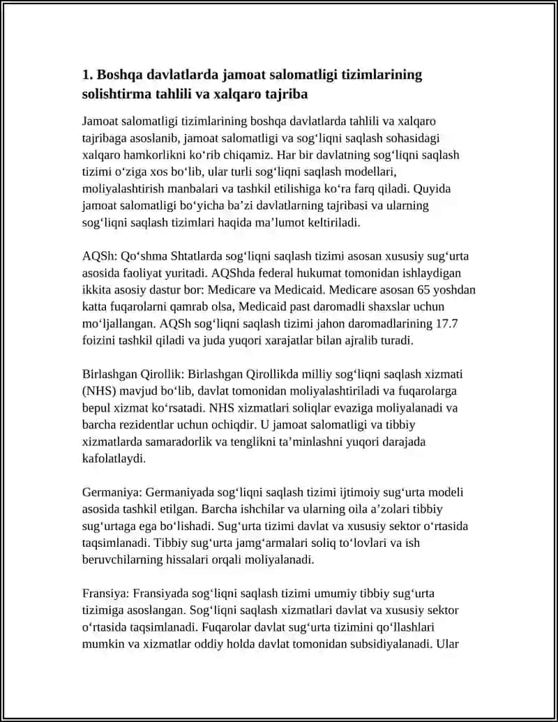 JAMOAT SALOMATLIGI VA SOGLIQNI SAQLASHDA BOSHQA DAVLATLARDAGI HOLAT XALQARO HAMRKORLIK 3