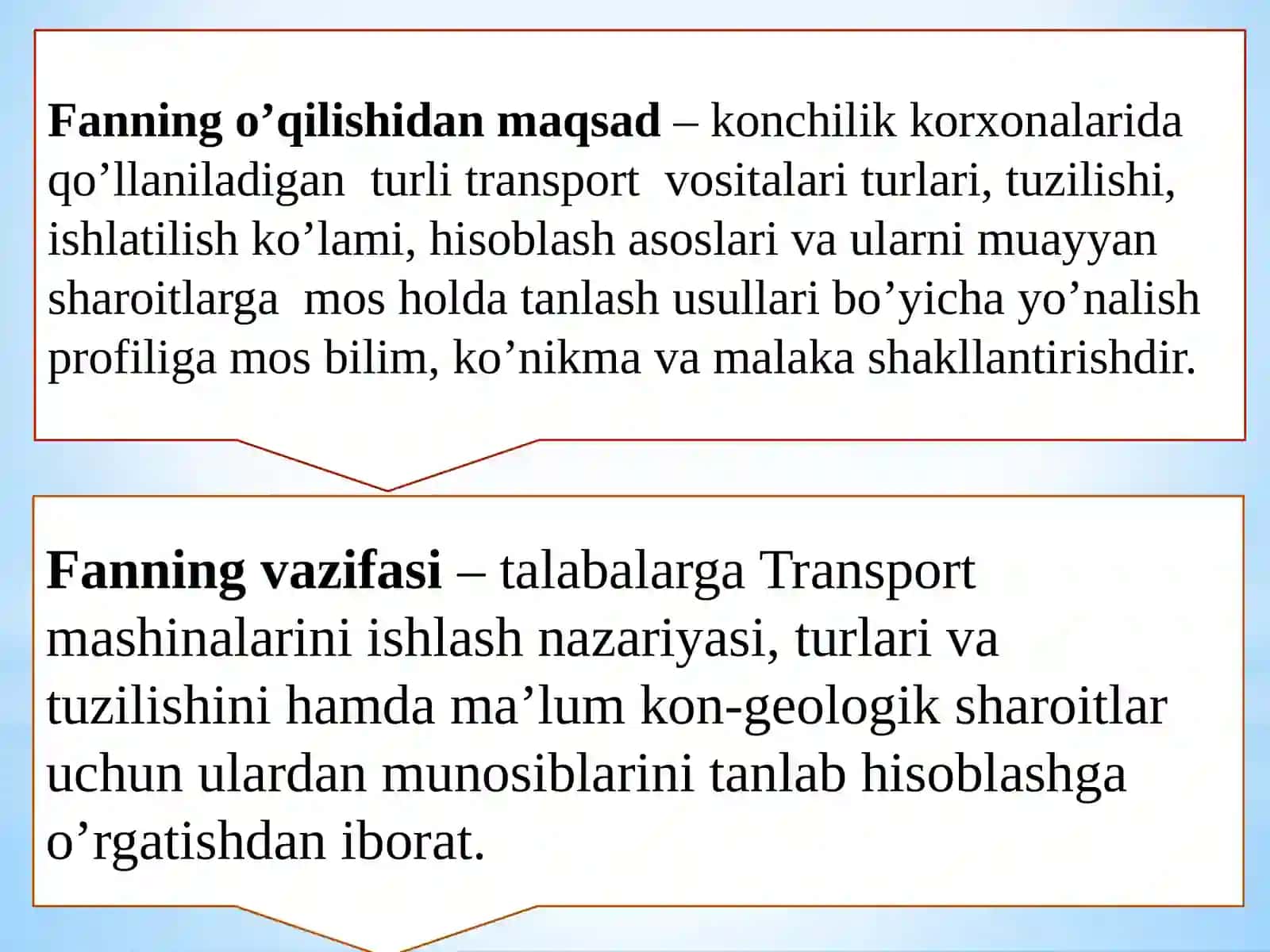 Konchilikda ishlatiladigan transport mashinalari turlari, qo'llanish sharoitlari va xususiyatlari 3