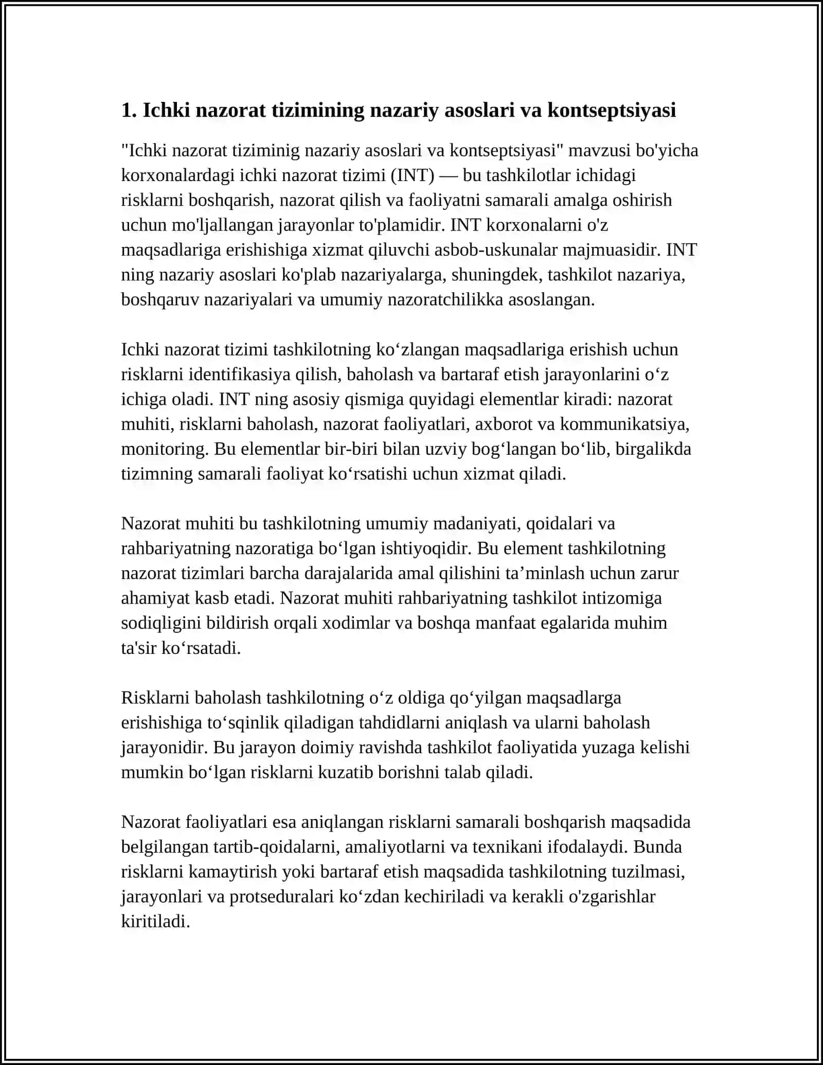 Ichki nazorat tizimining nazariy asoslari va kontseptsiyasi 3
