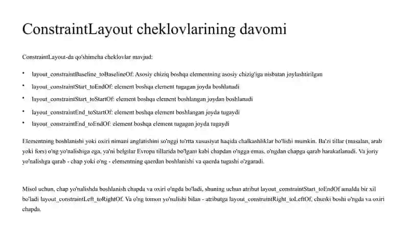 Layout va UI dizayn xml fayllar bilan ishlash 3