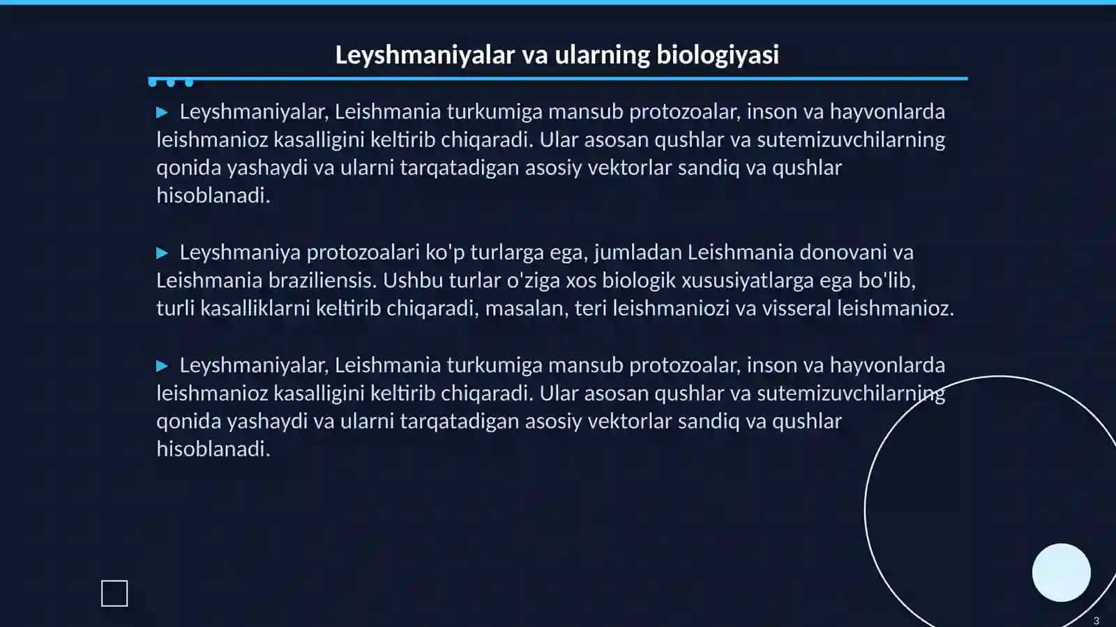 Xususiy protozoologiya. Leyshmaniyalar, tripanasomalar, lyambiliyalar trixomanadalar 3