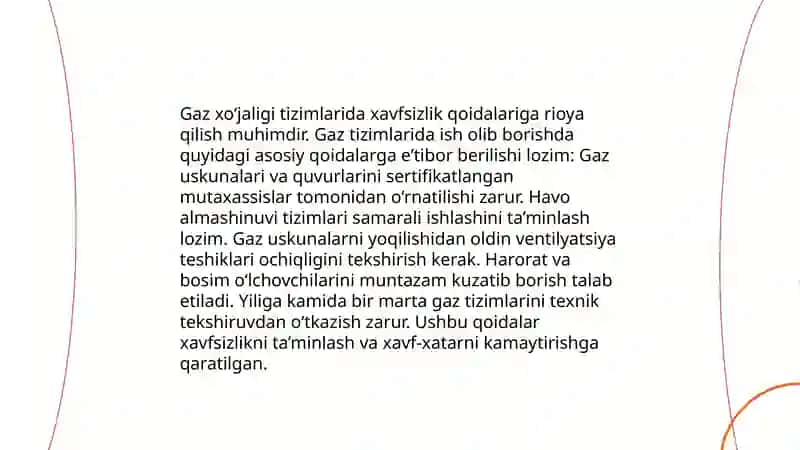 Gaz xo’jaligi tizimlari obyektlaridan foydalanishni qoidalarini o’rganish 3