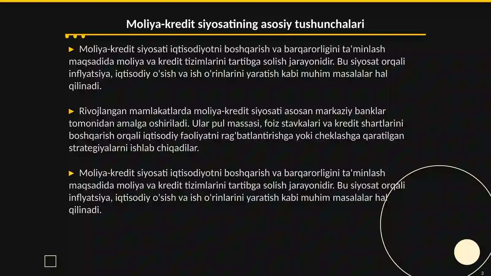 Rivojlangan mamlakatlarning moliya-kredit siyosati 3