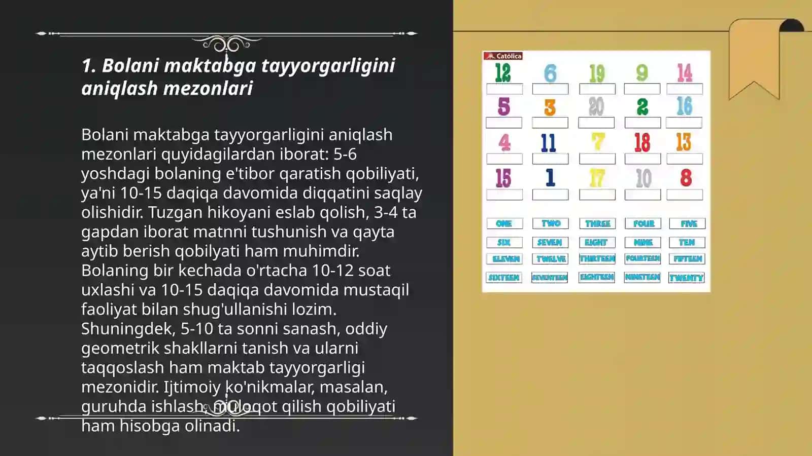 Bolani maktab ta’limiga tayyorgarligini tashxislar usullari 3